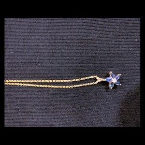 Real sapphire and diamond pendant necklace